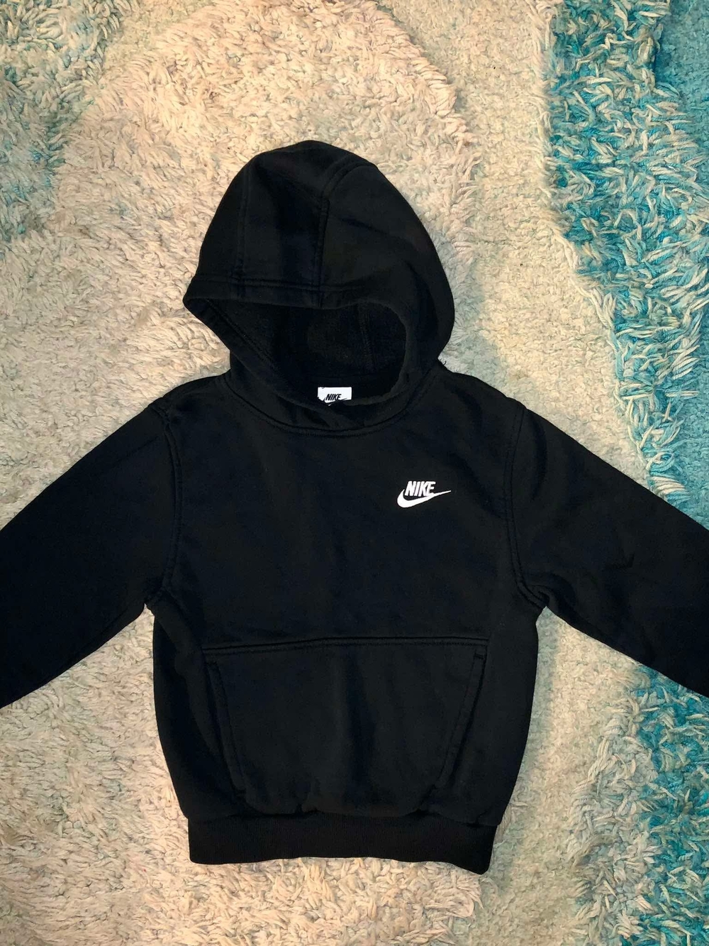 Nike Black Kids Pullover Hoodie with White Swoosh